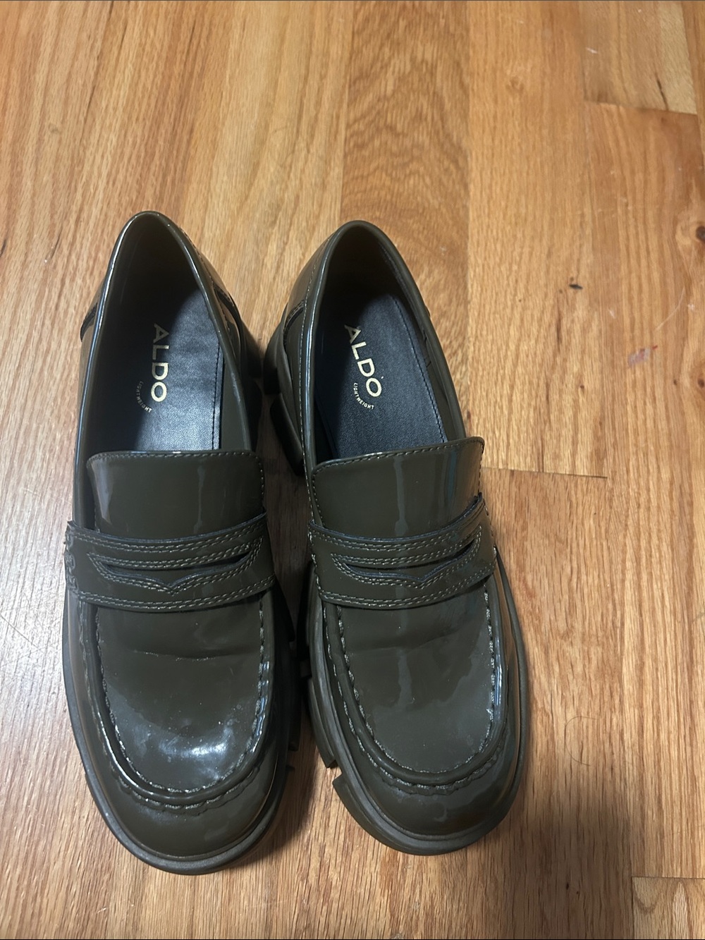 ALDO Olive Green Patent Slip-On Loafers